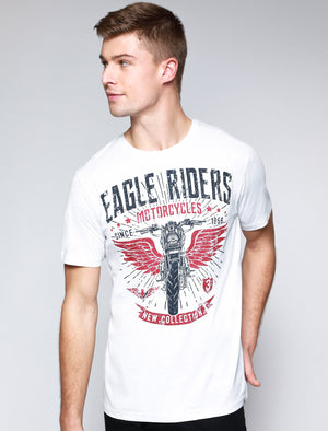Eagle Riders Motif Cotton T-Shirt In Ice Grey Marl - South Shore