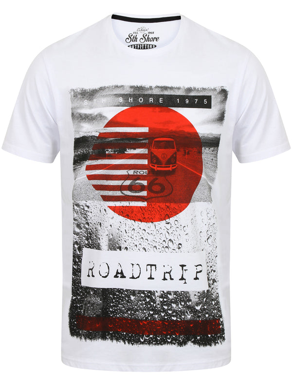 Roadtrip Motif T-Shirt In Optic White - South Shore