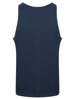 Arnie Cotton Vest Top with Chest Pocket In Insignia Blue - South Shore