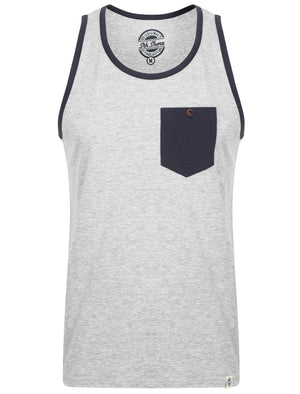 Arnie Cotton Vest Top with Chest Pocket In Light Grey Marl - South Shore