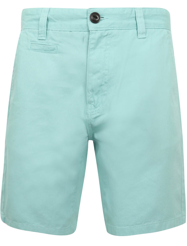 Billy’s Bay Cotton Twill Chino Shorts with Peach Finish In Aqua Haze - South Shore