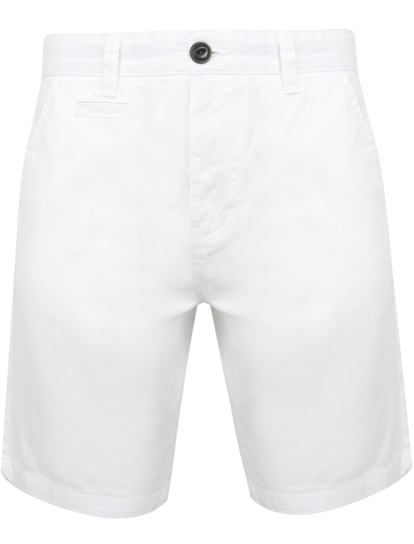 Billy’s Bay Cotton Twill Chino Shorts with Peach Finish In Bright White - South Shore
