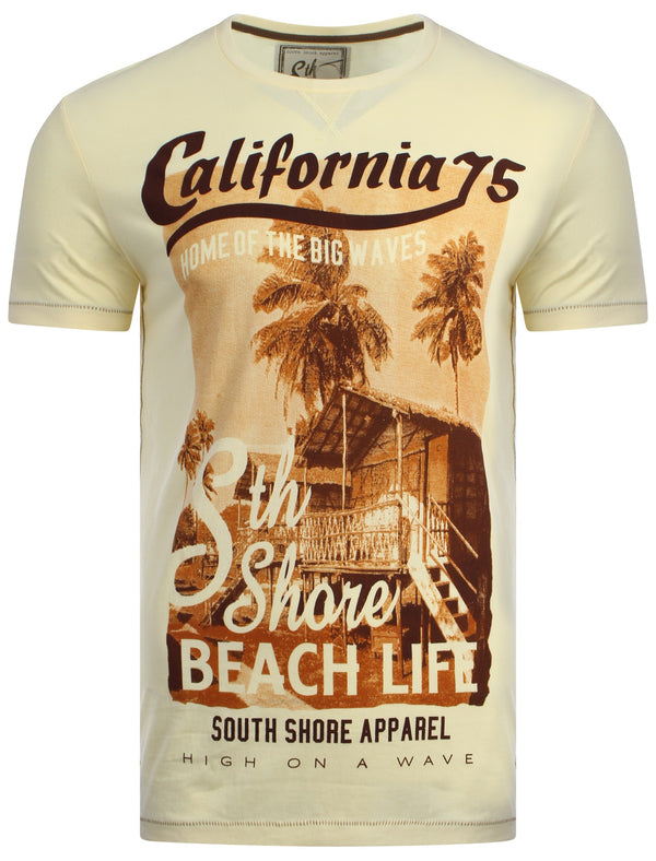South Shore Cali 75 printed cotton t-shirt in yellow