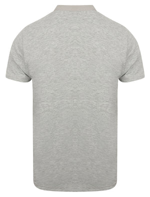 Canal Henley Y Neck Cotton Slub T-Shirt in Light Grey Marl - South Shore