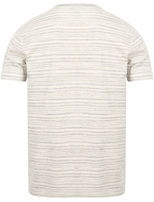 Drop Striped Cotton Jersey T-Shirt with Parrot Motif In Cloudburst - South Shore