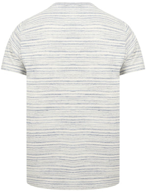 Drop Striped Cotton Jersey T-Shirt with Parrot Motif In Limoges Blue - South Shore
