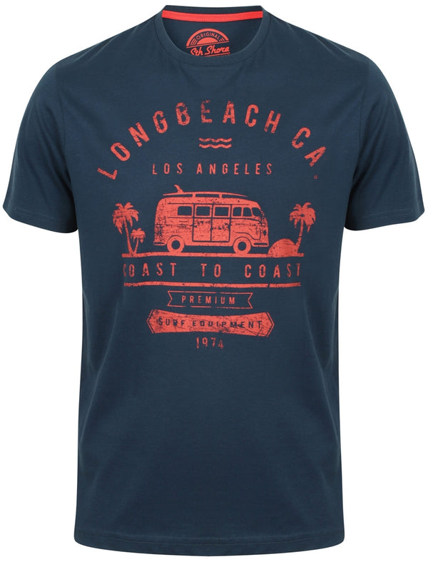 Equip Motif Crew Neck Cotton T-Shirt In Insignia Blue - South Shore