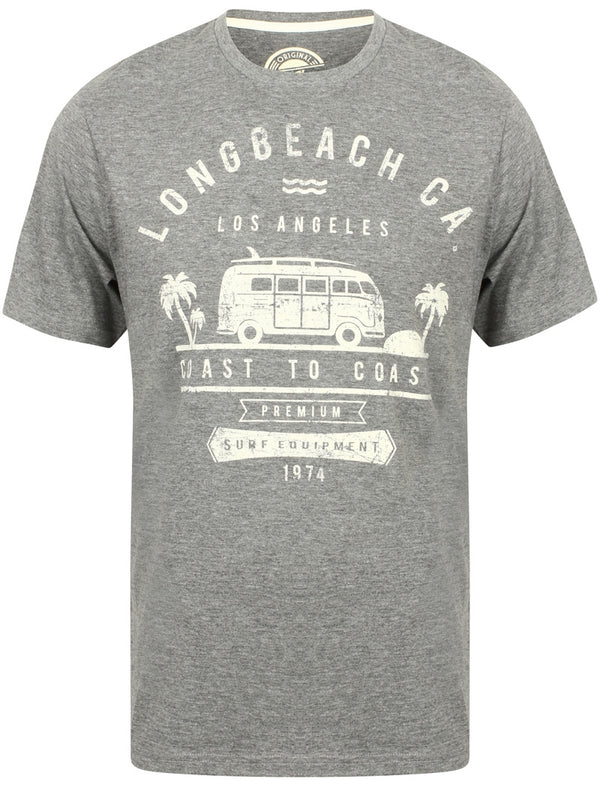 Equip Motif Crew Neck Cotton T-Shirt In Mid Grey Marl - South Shore