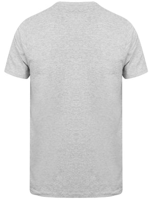 Escape Motif Cotton Crew Neck T-Shirt In Light Grey Marl - South Shore
