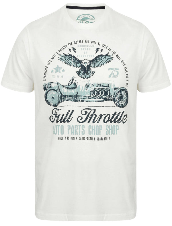 Full Throttle Motif Crew Neck T-Shirt In Ivory - South Shore