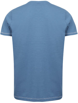 Himark Cotton Slub T-Shirt with Chest Pocket In Federal Blue - South Shore