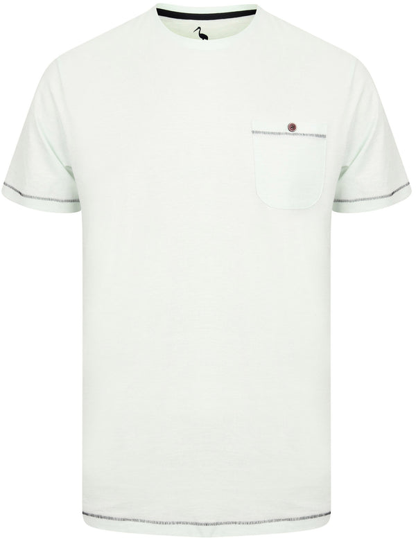 Himark Cotton Slub T-Shirt with Chest Pocket In Hint of Mint - South Shore