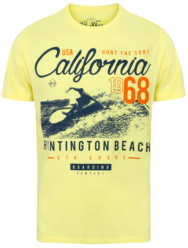 Hunt The Surf Motif Cotton T-Shirt In Buttermilk - South Shore