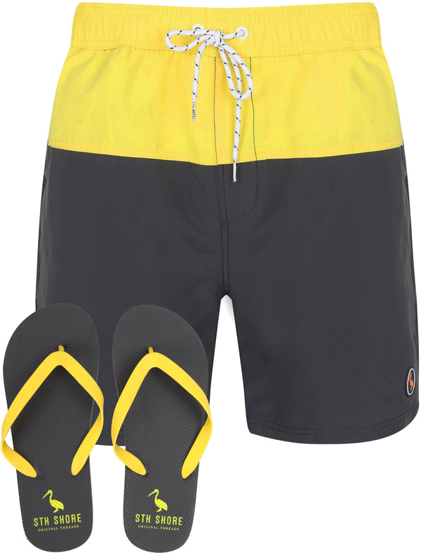 Keone Swim Shorts With Free Matching Flip Flops In Blazing Yellow - South Shore