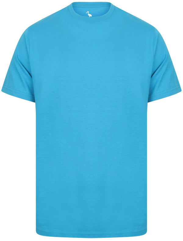 Clancy Basic Cotton Crew Neck T-Shirt In Blue Aster - South Shore