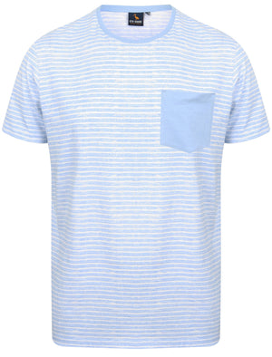 Leading Striped Cotton T-Shirt with Chest Pocket In Blue - South Shore