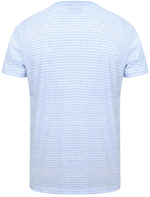 Leading Striped Cotton T-Shirt with Chest Pocket In Blue - South Shore
