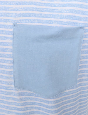 Leading Striped Cotton T-Shirt with Chest Pocket In Blue - South Shore