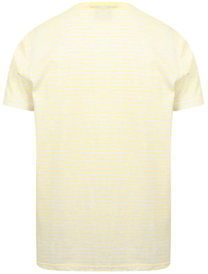 Leading Striped Cotton T-Shirt with Chest Pocket In Pastel Yellow - South Shore