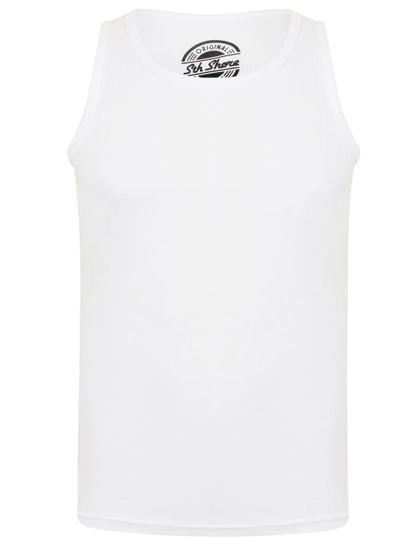 Mace Cotton Ribbed Vest Top In White - South Shore