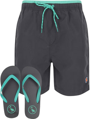 Marloes Swim Shorts With Free Matching Flip Flops In Ebony Blue - South Shore