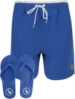 Marloes Swim Shorts With Free Matching Flip Flops In Sea Surf Blue - South Shore