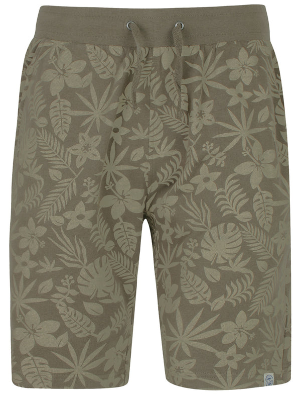 Maya Loop Back Fleece Flower Print Shorts In Amazon Khaki - South Shore