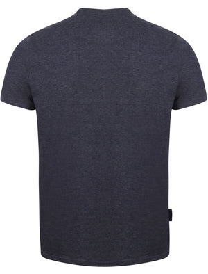 Motordome Crew Neck T-Shirt with Motif in Mood Indigo Marl - South Shore