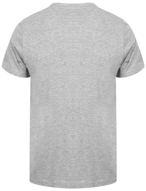 Music Is Life Motif Cotton Crew Neck T-Shirt In Light Grey Marl - South Shore