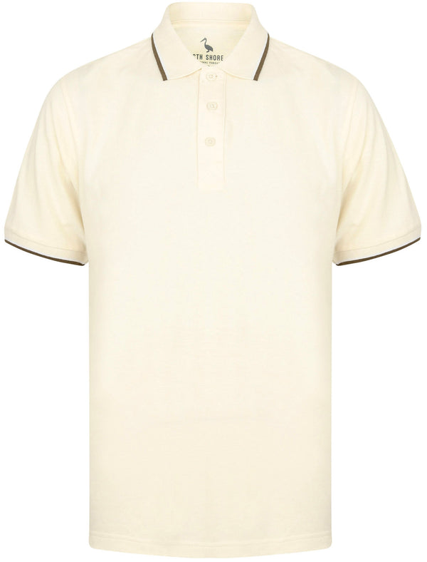 Osten Basic Cotton Pique Polo Shirt With Tipping in Corn Field - South Shore