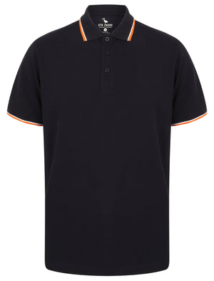 Osten Basic Cotton Pique Polo Shirt With Tipping in Navy - South Shore