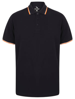 Kayan Basic Cotton Pique Polo Shirt With Tipping in Navy - South Shore