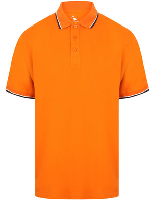 Osten Basic Cotton Pique Polo Shirt With Tipping in Russet Orange - South Shore