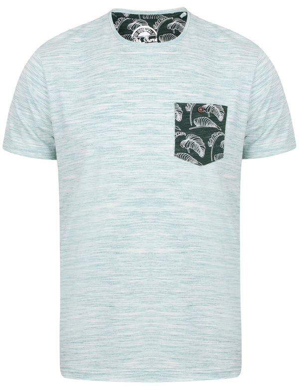 Outer Space Dye T-Shirt with Palm Printed Chest Pocket In Mallard Green - South Shore