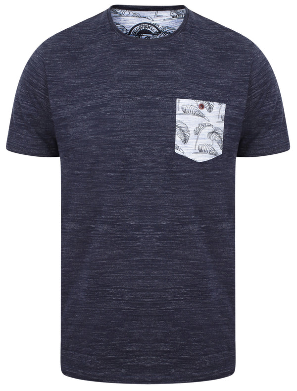 Outer Space Dye T-Shirt with Palm Printed Chest Pocket In Navy - South Shore