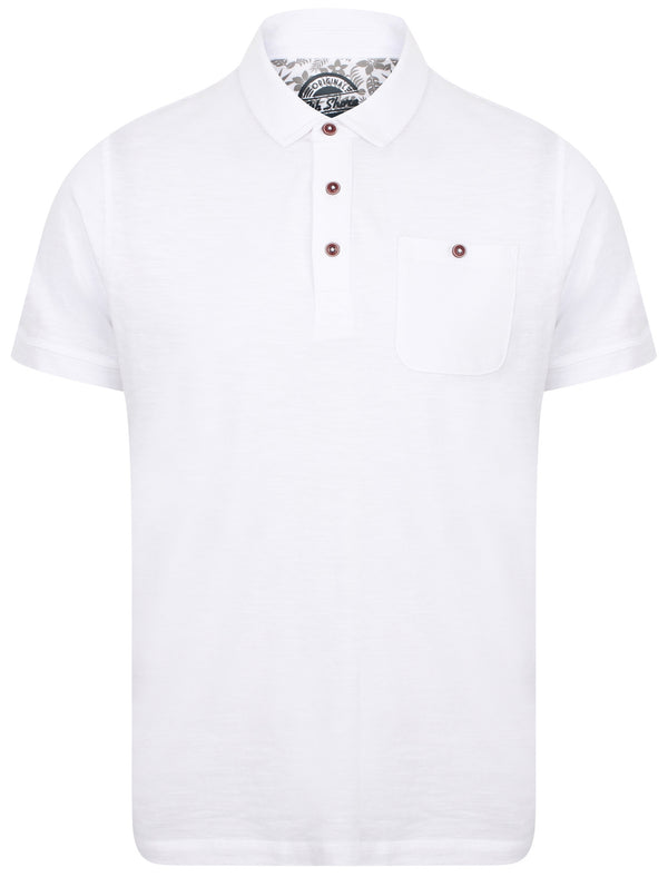 Plata Cotton Jersey Slub Polo Top In Optic White - South Shore