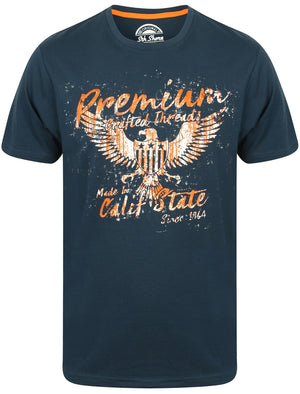 Premium Motif Crew Neck Cotton T-Shirt In Insignia Blue - South Shore
