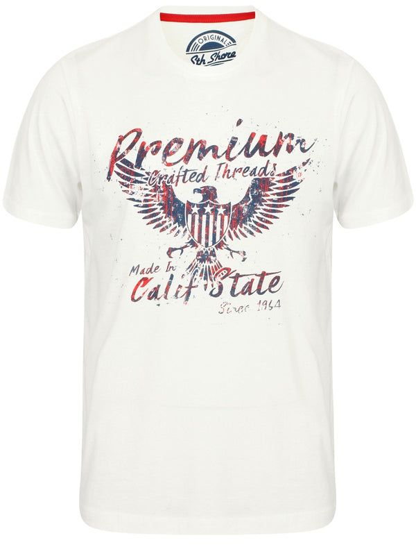 Premium Motif Crew Neck Cotton T-Shirt In Ivory - South Shore