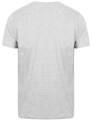 Roadtrip Motif Cotton Crew Neck T-Shirt In Light Grey Marl - South Shore