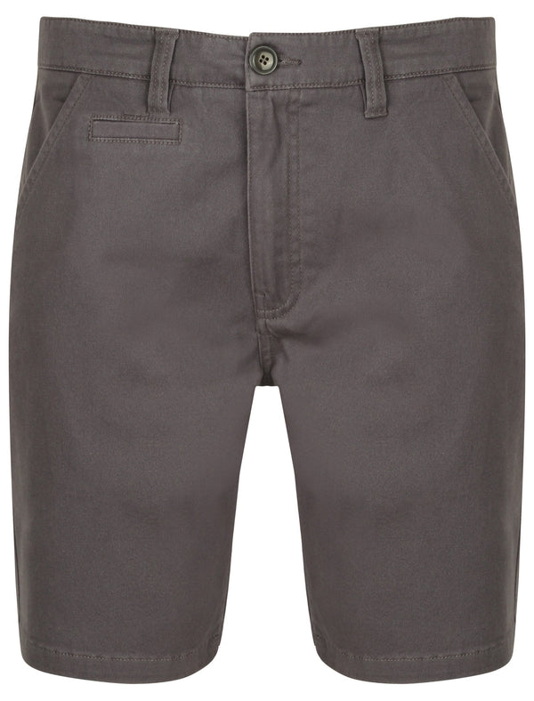 Orian Cotton Twill Chino Shorts with Stretch In Dark Grey - South Shore