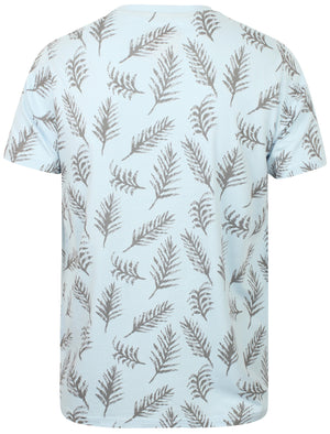 Sketch Leaf Print Cotton T-Shirt In Skyway - South Shore