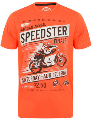 Speedster Motif Cotton T-Shirt In Paprika - South Shore