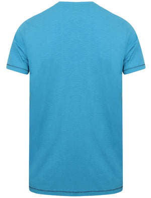 Sungai V Neck Striped Cotton T-Shirt In Swedish Blue - South Shore