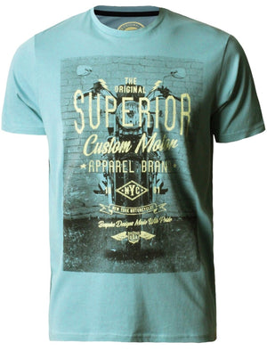 Superior Motif Cotton T-Shirt In Dark Mint - South Shore