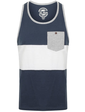 Tide Colour Block Cotton Vest Top with Pocket In Insignia Blue - South Shore