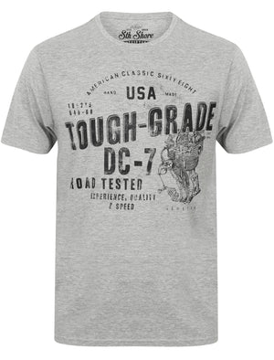 Tough Grade Motif T-Shirt in Light Grey Marl - South Shore