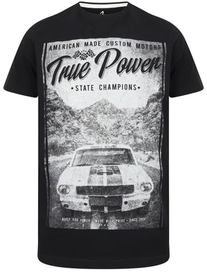 True Power Motif Cotton T-Shirt In Jet Black - South Shore