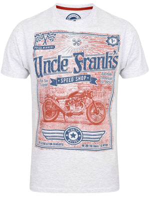 Uncle Franks Motif Cotton T-Shirt In Ice Grey Marl - South Shore