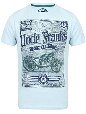 Uncle Franks Motif Cotton T-Shirt In Skyway Blue - South Shore