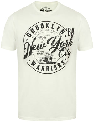 Warriors Crew Neck T-Shirt with Motif in Ivory - South Shore